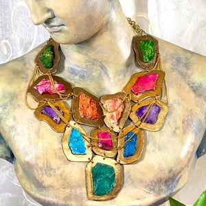 NEW JASPER LEATHER Statement Custom Bib Necklace